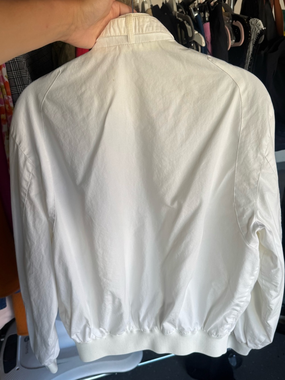 Members Only White Men’s Bomber Jacket with Snap Collar Like New Vintage. - Picture 3 of 6